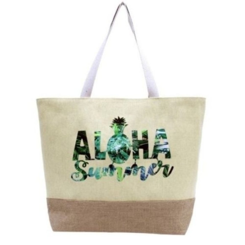 "Aloha‎ Summer" Beach Pool Shopping Tote Bag